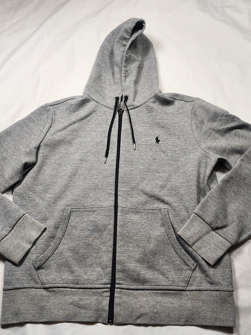 Polo Ralph Lauren Men's Hoodie Gray Full Zipper Black Size Large Is Used